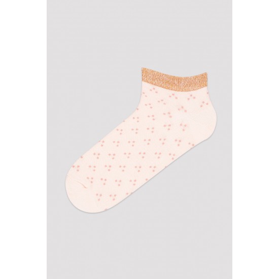 Beyaz Shiny Desen 3lü Patik Çorap