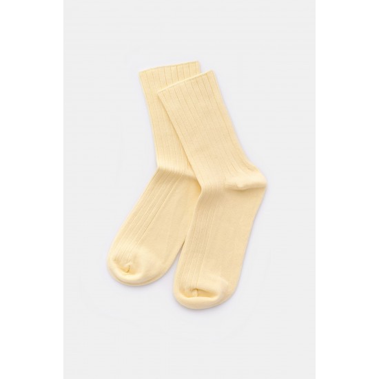 Sarı Kadın Fitilli Tekli Çorap