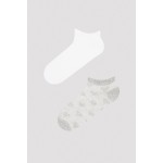 Beyaz - Gri Amore 2li Patik Çorap