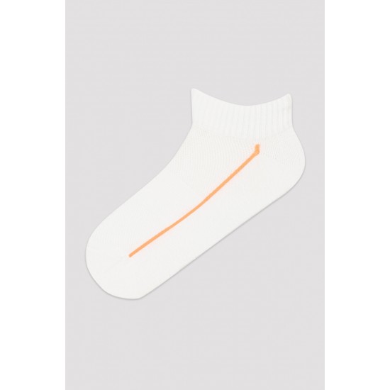 Beyaz-lila Sporty Lines 2li Patik Çorap