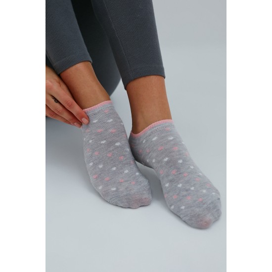 Gri Mini Heart 3lü Patik Çorap
